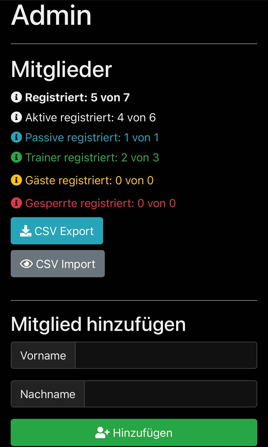 Mitgliederstatistik