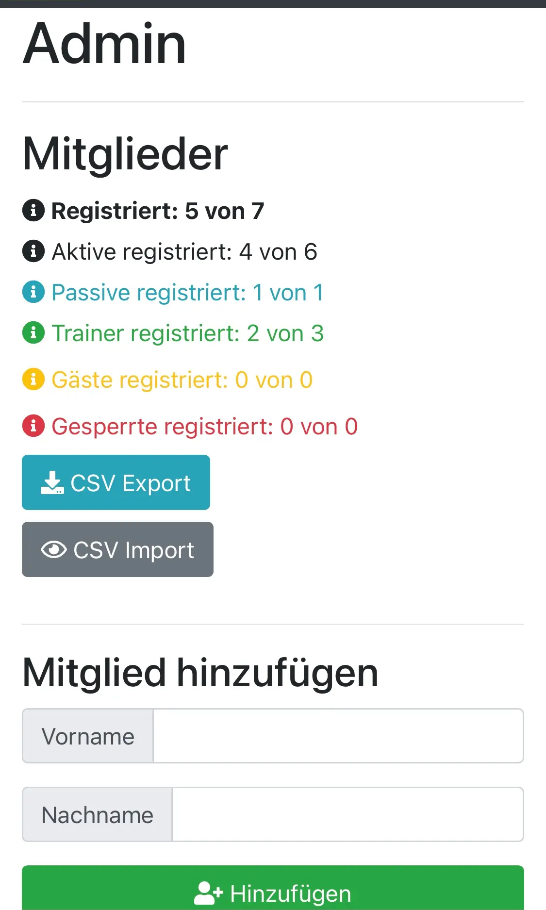 Mitgliederstatistik